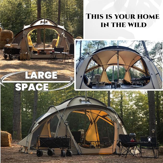 Hot Tent with Stove Jack – 4 Season Waterproof & Windproof Shelter for 1–4 People, Lightweight for Camping, Hiking, Hunting & Fishing