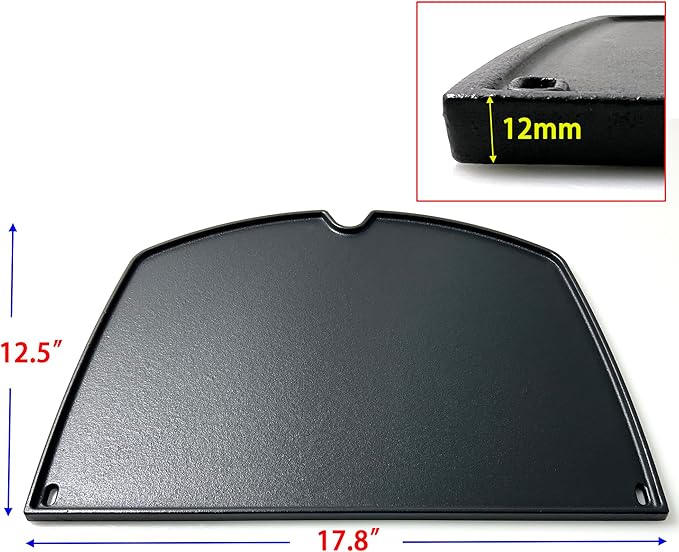 Direct Store DC138 6506 Cast Iron Griddle for Weber Q300 Q320 Q3000 Q3100 Q3200 Series Gas Grills Part, Replacement Part for Weber 57060001 586002 426001 56010049 404341, 1 Piece Black Griddle