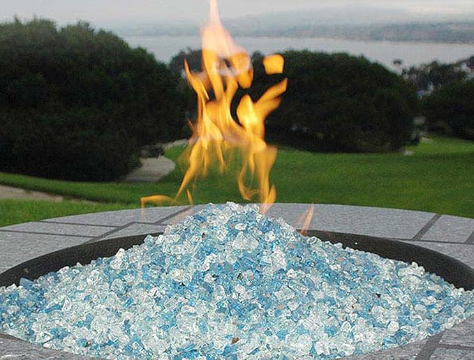 Hiland RGLASS-BB Pit Fire Glass i n Bahama Blend, Extreme Tempature Rating, Good for Propane or Natural Gas, 10 Pounds, 10 lb (Pack of 2)
