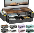 gianotter Wood Monitor Stand Riser, Office Desk Shelf Organizer, Desk Organizer with Drawer and Pen Holder, 2-Tier Computer Stand, Office Organization (Wood)