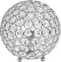 Elegant Designs LT1026-CHR 8" Elipse Crystal Collection Metal Crystal Ball Sequin Table Desk Lamp for Accent Lighting, Décor, Living Room, Chrome