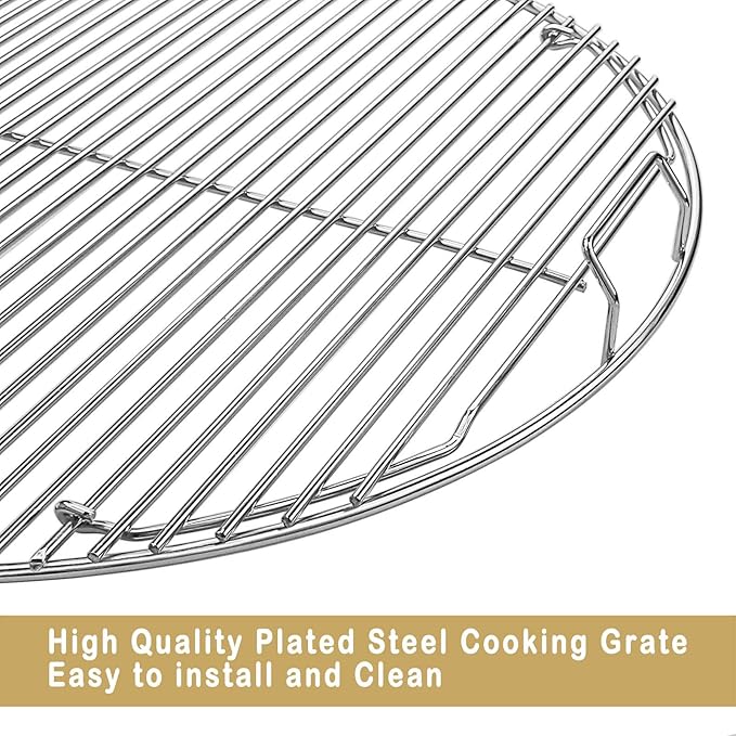 Uniflasy 7436 Upper Cooking Grate, 85041 Lower Grate, 63014 Charcoal Grate for Weber Charcoal Grill 22 Inch Smokey Mountain Cooker, 22" Charcoal Smoker Parts, 2 Cooking Grate and 1 Charcoal Grate