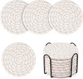 Cotton Woven Coasters with Holder - Absorbent Coasters Set of 8 for Table Protection, Home Decor, Glasses, Cups, Bar, Housewarming Gift