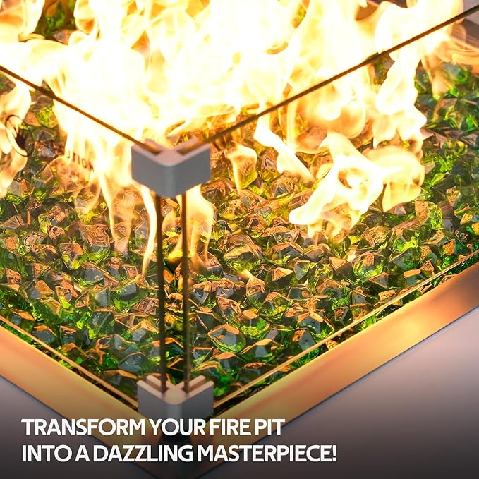 Mr. Fireglass 1/2-Inch Polygon Fire Glass for Fireplace Fire Pit & Lanscaping, 10 Pounds High Luster Emerald Green