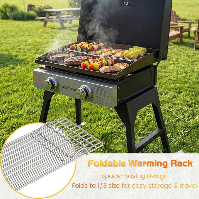 Warming Rack for Blackstone Griddle 17 22 28 Adjustable Cooking Grill Racks Grates Taco Hot Dog Upper Shelf for Weber Traeger Nexgrill PitBoss Accessories Tabletop Flat Top BBQ Cooling Grid