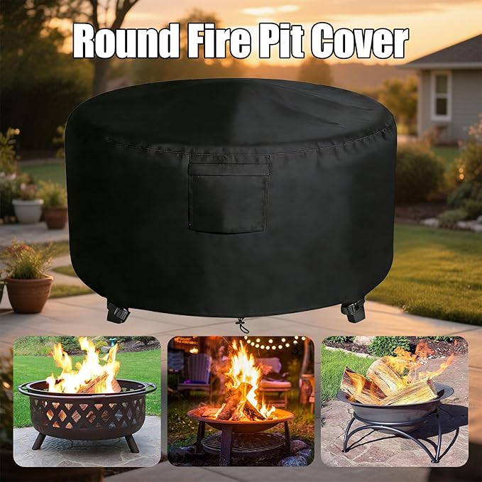Chinchilla Heavy Duty 48 Inch Round Fire Pit Cover - 100% Waterproof & Weatherproof, Durable All-Season Protection for 45/46/47/48 Inch Propane Fire Pits and Tables