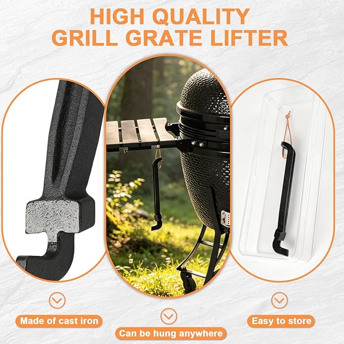 Universal Grate Mover Replacement Parts for Big Green Egg BBQ Grate Lifter, Char-Griller, Weber Grill Grate Lifter Tool, Pit Boss, Primo Vision Louisiana Grills, for Most Charcoal Grills & Gas Grills