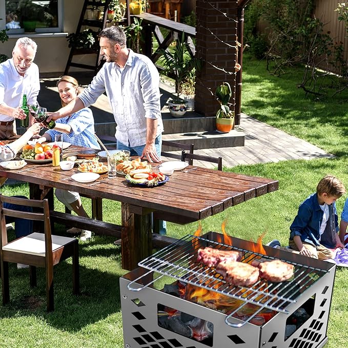 Stainless Steel Charcoal Basket Smoker Box for Oklahoma Joe's Smoker, Firebox Smoker Accessories for Most Offset Smoker Grill, Outdoor Cooking Charcoal Box Parts, 10" x 10" x 6"