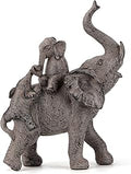 Smadeer Elephant Statues for Home Decor Accent, Elephants Decor for Shelf Table Desk Decorations, Mother and Baby Elephant Figurines with Trunk Up, African Animal Family Elephants Gifts for Woman