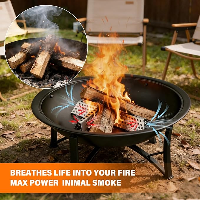 Fireplace Grate (2-Pack, 10.2" & 7") – Nestable Stainless Steel Fire Pit Grate with Honeycomb Design for 70% Less Smoke & Hotter Burn | Portable for Indoor Fireplace, Outdoor Camping & Backyard