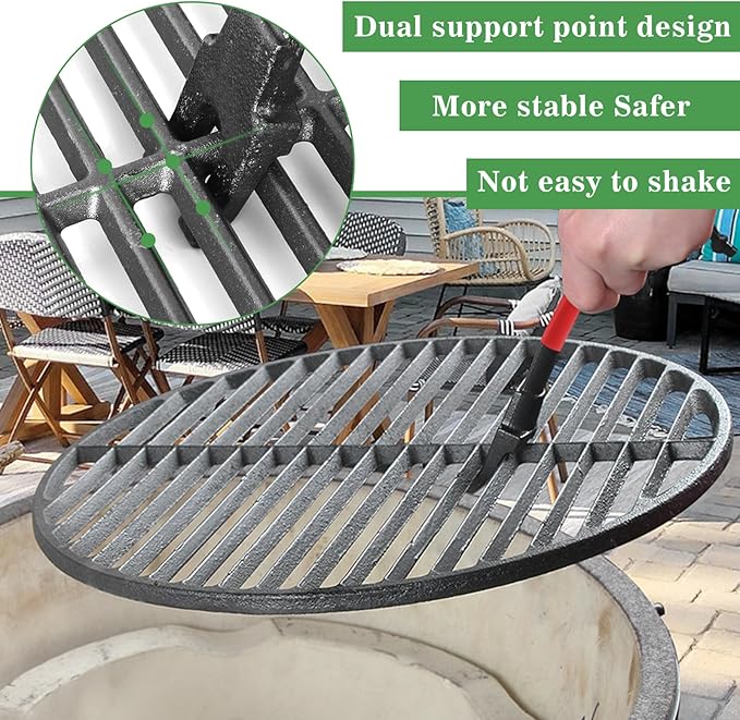 Vankey Grill Grate Lifter Gripper, Cast Iron Cooking Grid Lifter Accessories for Kamado Joe Charcoal Grill Green Egg Primo Set for Moving Cast Iron and Stainless Steel Grilling Nets