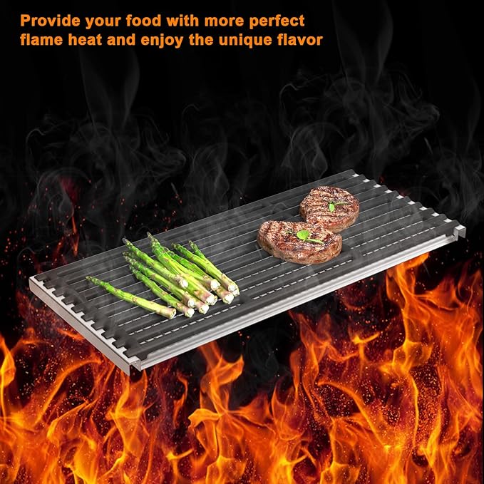 Outspark Cooking Grid Grates and Emitter Plates Replacement Parts for Charbroil TRU-Infrared Grills 3 4 Burner 463241314 433243911 463210011 463210312 G515-4700-W1, G515-4800-W1,Cast Iron