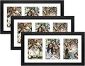 Golden State Art, Set of 3, 9x18 Black Wood Frame - White Mat for Three 5x7 Pictures - Sawtooth Hangers- Swivel Tabs - Wall Mounting - Landscape/Portrait - Real Glass - Collage Frame