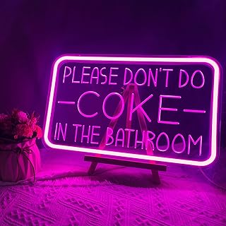 Please Don't Do Coke in The Bathroom Neon Sign for Wall Decor, USB Powered LED Neon Light with Adjustable Brightness, Light Up Sign for Party Decor, Bathroom Signs Decor