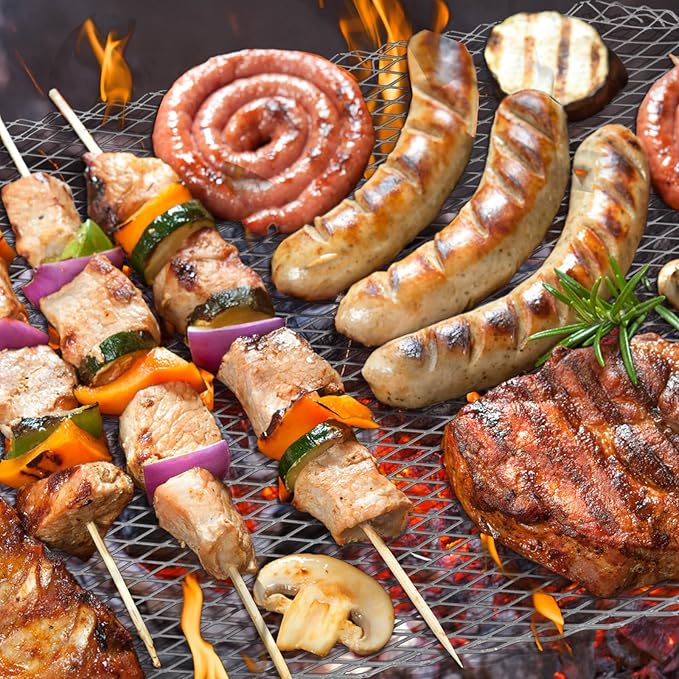 Kingrol 10-Pack Disposable Grill Toppers, 15.25 x 12 Inch BBQ Grilling Mats, Prevents Food from Falling Through Grates, Ideal for Meat & Veggies, Outdoor Grill Accessories