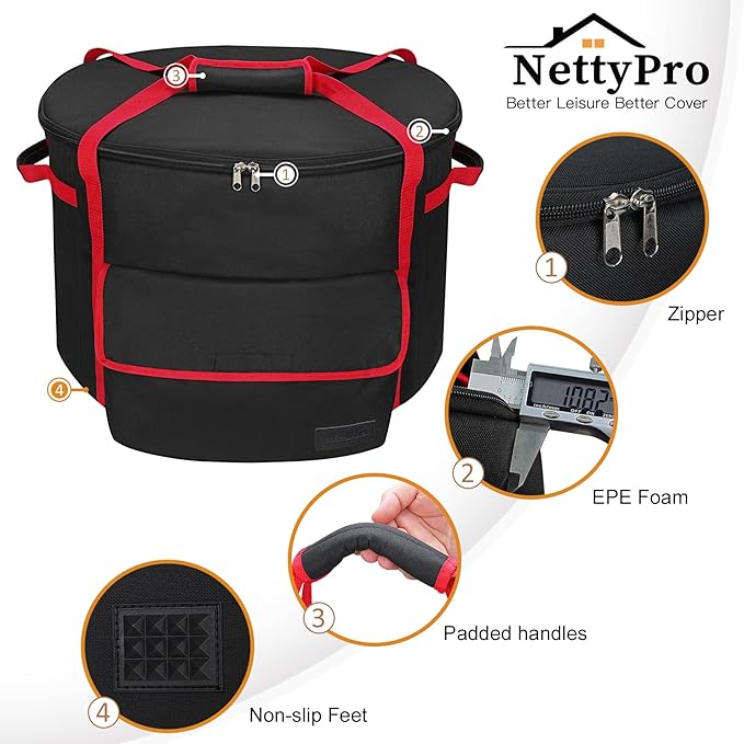 NettyPro Fire Pit Carry Bag Compatible with 19 Inch Outland 893/823/863 & Solo Stove Bonfire 19.5" Propane Firebowl, Fire Pit Carrying Case for Outdoor Camping Portable Fit Ciays Smokeless Gas Firepit