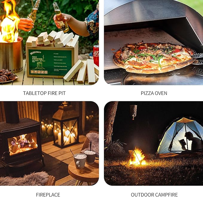 Mini Fire Sticks Wood,5" Lengths Kiln Dried Pine Small Firewood,Barkless Kindling Fire Logs,Fire Pit Accessories Great for Stove Mesa XL,Tabletop Firepit,Pizza Oven Wood,4Lbs