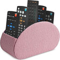 Remote Control Holder, PU Leather Remote Caddy Desktop Organizer with 5 Spacious Compartments for TV Remotes/Media Controllers/Office Supplies (1-Wood Pink