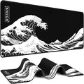 Mouse Pad Gaming - Desk Mat for Keyboard and Mouse - Kanagawa Large Mouse Pad for Desk, Japanese Sea Wave Mousepad (31.5 x 11.8inch) with Non-Slip Base, Desks Pad Mat for Game, Office and Home