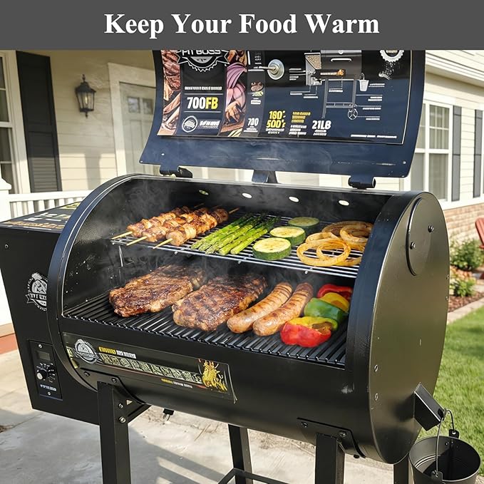 Uniflasy Warming Rack for Pit Boss 700 Series Pellet Smoker Grills, Stainless Steel Upper Cooking Grate Replacement for Pit Boss 700D 700FB 700S 700SC 700FB1, Foldable BBQ Grill Top Rack