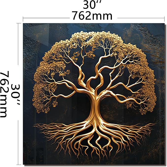 DAIFURONGE Tempered Glass Backsplash for Kitchen, Tree of Life Art Stove Backsplash Protector - Easy to Clean Wall Decor (Art Deco 1, 30"x30"(76.2x76.2cm))