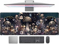 Teng DA Qing Cute Dark Mushroom Moon Night Mouse Pad XL Extended Gaming Mat with Stitched Edges, Computer Laptop Keyboard and Mouse Mat for Women Office Desk Decor, 31.5x11.8 in