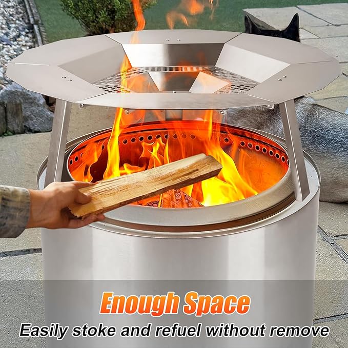 Heat Deflector for Solo Stove Ranger 15", 304 Stainless Steel Portable Heat Diffuser with Handle&Leg Accessory for Ranger Fire Pit Captures and Redirects Warmth