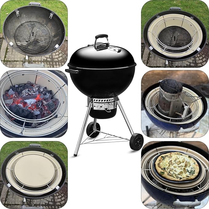 Ceramic Charcoal Basket Grill Baskets, Charcoal Ash Basket Pizza Stone Oven Kit for Weber 22" kettle charcoal Grill, One-Touch, Master Touch, Performer BBQ grill insulated box