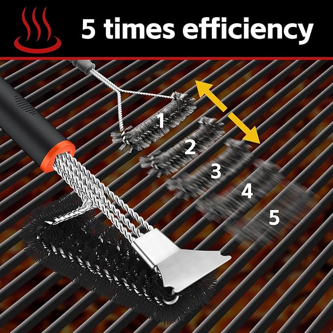 XUDAKAIXIN Grill Brush and Scraper, Safe Nylon Bristles Barbecue Outdoor Grill Brush for Cooled Grates, Extra Strong BBQ Cleaner Accessories (Black)