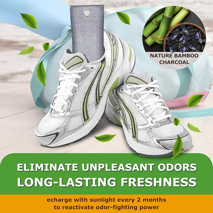 Activated Charcoal Odor Absorber for Strong Odor, Basement, Cars, Closets, Smoke, Home. 2 Pack Bamboo Charcoal Air Purifying Bags Deodorizer Odor Eliminator for Shoes