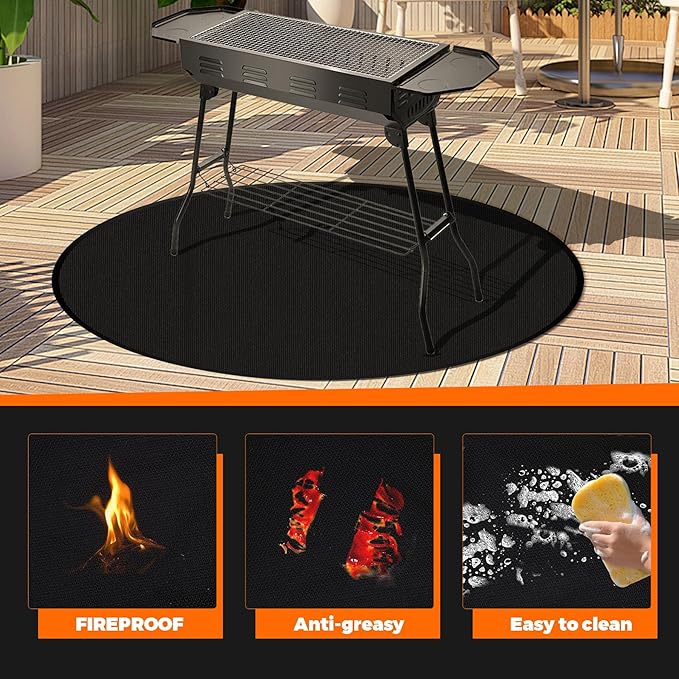 20" Tabletop Fire Pit Mat for Solo Stove Mesa XL, Easy Clean Small BBQ Mat for Outdoor BBQ， Reusable Waterproof Pad， Three-Layer Fireproof and Heat-Resistant Barbecue Mat for Tabletop Fire Pit