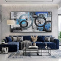 Navy Blue Abstract Wall Art for Living Room - Large Modern Canvas Pictures for Bedroom and Office Decor - Black Framed Wall Art Blue Artwork for Walls 20×40IN