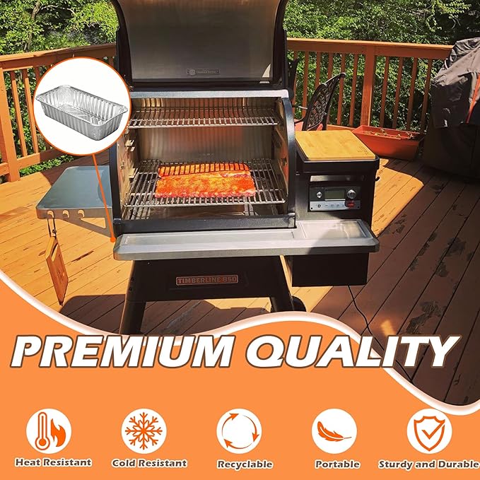 BAC404 & BAC582 Grill Drip Pan Liners Replacement Parts for Traeger Timberline 850 and 1300 (Gen 1 and 2 Models) Pellet Grills, Aluminum Grease Trays for Traeger Timberline Pellet Grills, 20 Packs