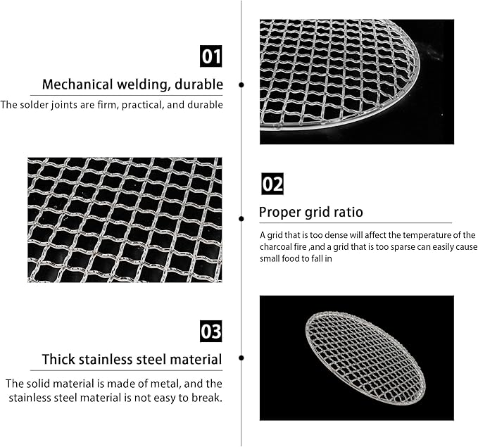 Multi-Purpose Barbecue Net,BBQ Net for Grilling,SUS304 BBQ Grill Mesh, Round Barbecue Wire Rack,BBQ Rack/Grate/Steam Mesh for Camping Charbroil Outdoor Barbeque Backyards