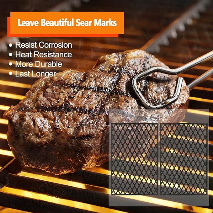 GRISUN Grill Grates for Pit Boss 820 Series, Pro Series 850 Wood Pellet Grills, Heavy Duty Cast Iron Grill Grids for Pit Boss 820 Deluxe Grill, 2 PCS