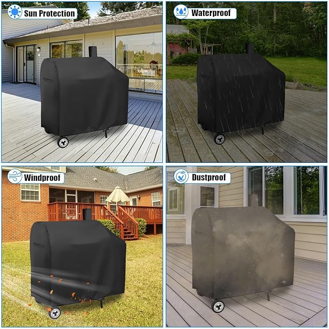 Charcoal Grills Cover for Z Grills 700D6 Pellet Grill, Waterproof Outdoor Grill Cover BBQ Grill Cover Barbeque Grill Cover (Cover Only) - 48" L×22" W×48" H, Black