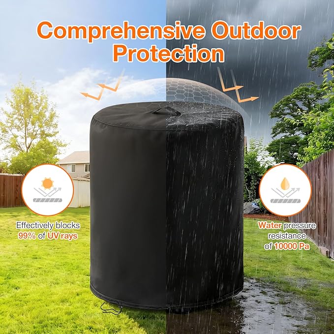 POMER Firepit Cover For NinJa Fireside360 Outdoor Heater,Water-Resistant Dust/Leaf Protection, Dual Handles, Dual Drawstring Hem — Fits for Fireside360 Fire Pit