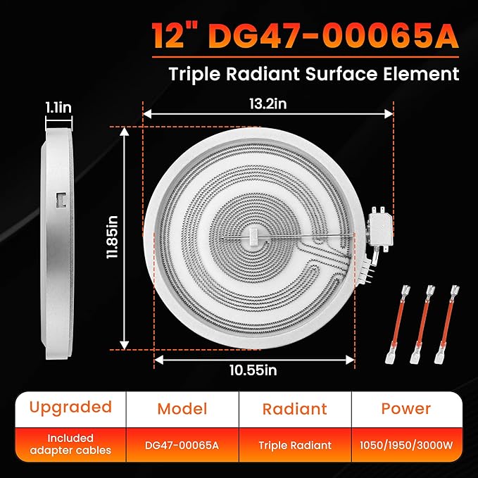 12" DG47-00065A DG47-00021B DG47-00022B Range Triple Haliant Radiant Surface Element Compatible with G-E Sam-sung Range Stove, Replaces DG47-00021A MEE62704901 by Fetechmate