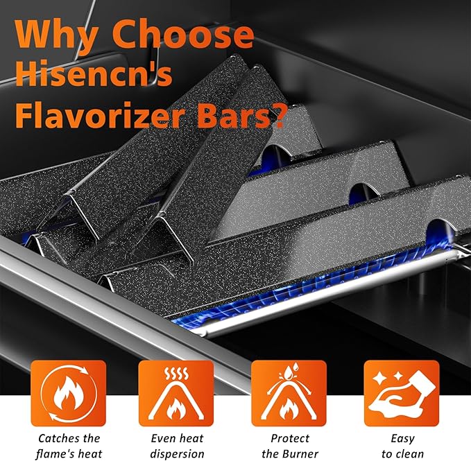 66032 17'' Flavorizer Bars for Weber Genesis II/LX 300 Series, Genesis II E310, E315, E335 (2017 & Newer) Gas Grills, Porcelain Enameled Steel, Replacement Parts for Weber 66795 Flavor Bars