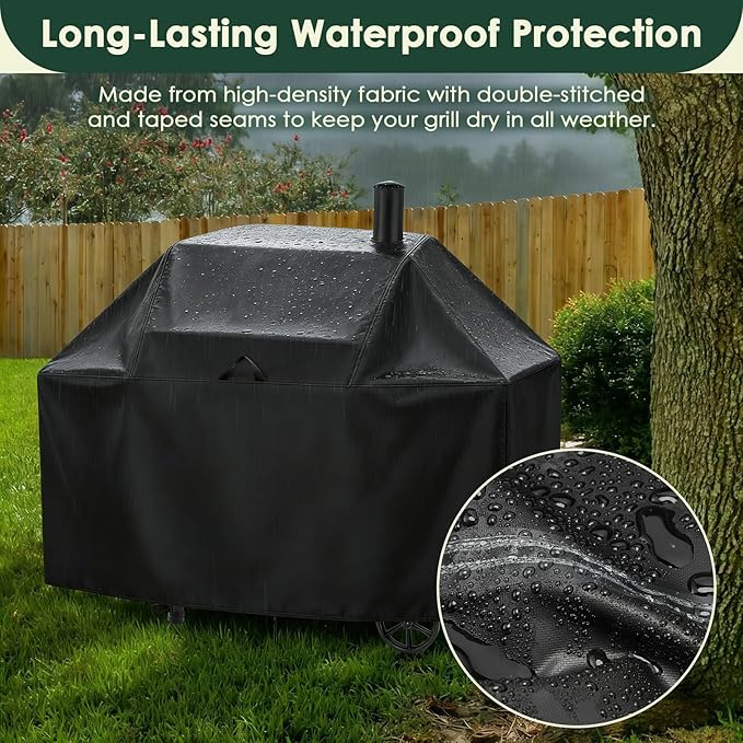 Grill Cover for Char Griller Smokin' Champ 1624, Offset Smoker 1733, Smokin' Pro CG30044223, 66inch Outdoor Grill Cover Waterproof for Charcoal Grill,Barrel Grill-66 L x 29" W x 50" H