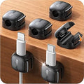 6Pack Cord Organizer - Chfeila [Dual Spring & Clasp Lock] Cable Management Clips, Adhesive Phone Charger Keeper, Compact Wire Holder for Nightstand/Car, Home Office Desk Accessories Decor Essentials