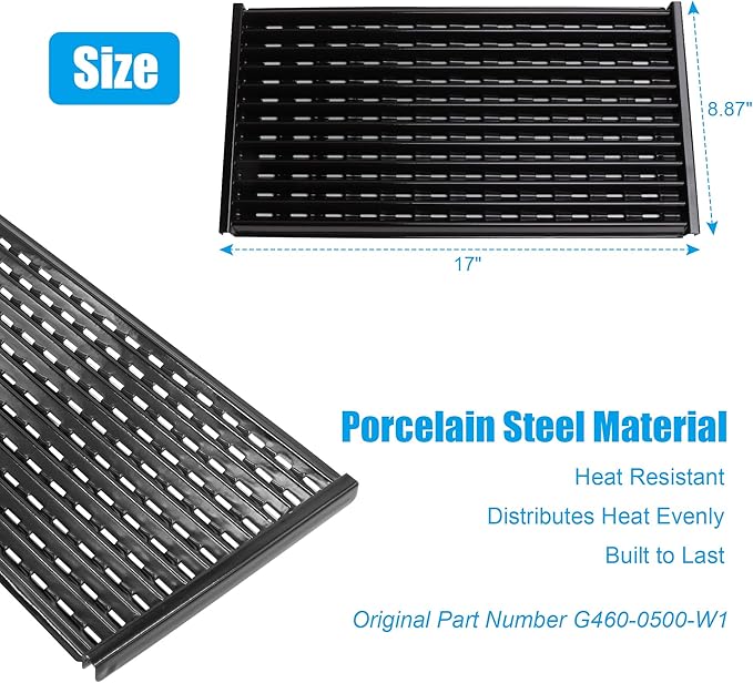 Outspark Grill Replacement Parts for Charbroil Performance TRU-Infrared 450 3 Burner 463370719 463371719 463280019,17" Emitter Plates Heat Tent Plates and Grill Burners for Charbroil G466-2500-W1
