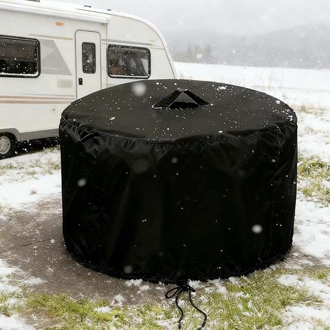 Propane Fire Pit Covers for Ciays Large Propane Fire Pit 24 Inch, Waterproof Firebowl Covers Outdoor Firepit Cover-24" D x 12" H