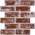 3D Peel and Stick Faux Brick Wall Panels 11.8" x 11.8" 10-Pack, Small Brick-Look Wall Sticker, Thin Lightweight PVC Self Adhesive Wall Tiles for Interior Decor