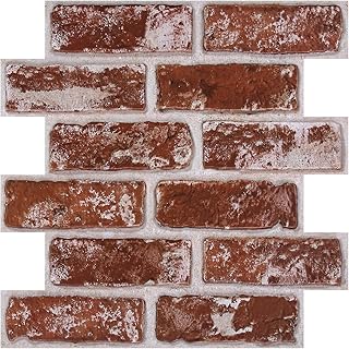 3D Peel and Stick Faux Brick Wall Panels 11.8" x 11.8" 10-Pack, Small Brick-Look Wall Sticker, Thin Lightweight PVC Self Adhesive Wall Tiles for Interior Decor