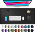 Aothia Non-Slip Waterproof PU Leather Desk Pad Protector for Mouse, Writing Desk, Office, Home, Laptop Blotter, 23.6" x 13.7", Black