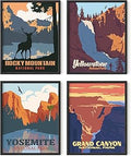 HAUS AND HUES Vintage National Parks Poster Set – 4 National Park Prints, Abstract Mountain and Nature Wall Art, Landscape Posters for Home or Office (Unframed, 8"x10")
