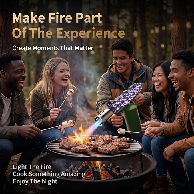 Propane Torch Gun, Adjustable Flame Blow Torch for Cooking, Powerful Grill Torch and BBQ Torch for Charcoal, Fire Torch for Searing Steak, Camping and Outdoor Use (Tank Not Included)