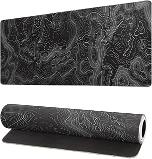 Topographic Contour Extended Big Mouse Pad Large,Gaming Mouse Pad Desk Pad,27.6x11.8 Inch Long Computer Keyboard Mouse Mat Mousepad with 3mm Non-Slip Base and Stitched Edge for Gaming and Office