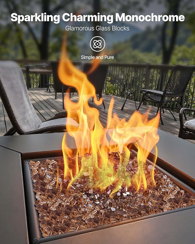 VEVOR Fire Glass, 10 lbs, Copper, 1/4 Inch High-Temperature Resistant Reflective Glass Rocks, Smokeless Fire Pit Stones for Outdoor Table & Landscaping